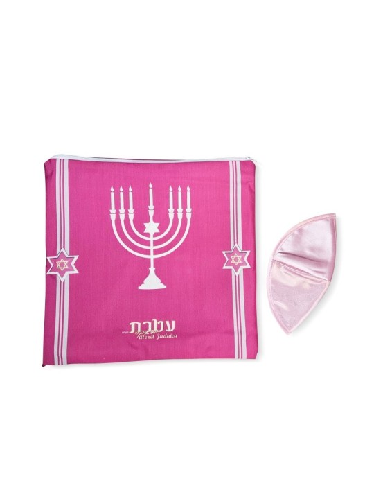 סט עטרת טלית אקריליק מוטיב מנורה... | טלית נשים טלית