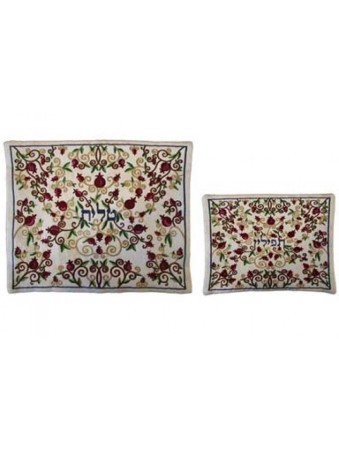 Talit et T-shirt brodés blancs Yair Emanuel... | Sacs Talit et Téfilines