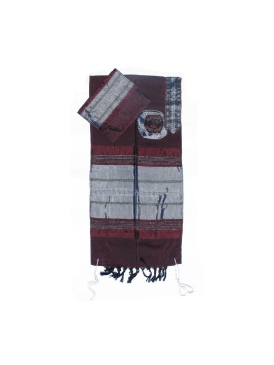 Gabrieli Talit en soie marron tissé à la main... | Talit tissé à la main Gabrieli