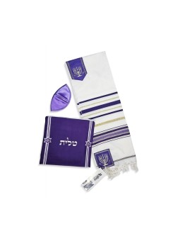 סט עטרת טלית אקריליק מוטיב מנורה... | טלית נשים טלית