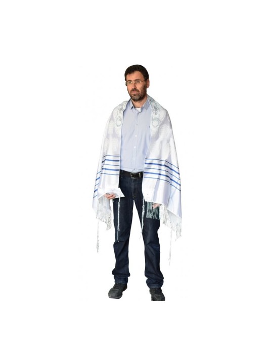 Talitnia Zion Paz Talit Châle de prière Bleu Si... | Talits traditionnels