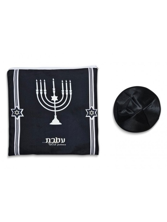 Ateret Ensemble de Talit Acrylique Motif Menorah et Bible... | Talits modernes