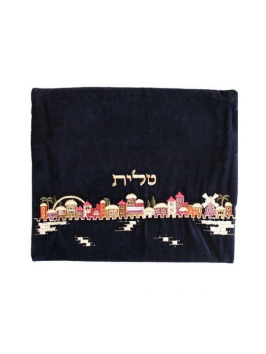 Sac talit et téfilines en velours Yair Emanuel... | Sacs Talit et Téfilines