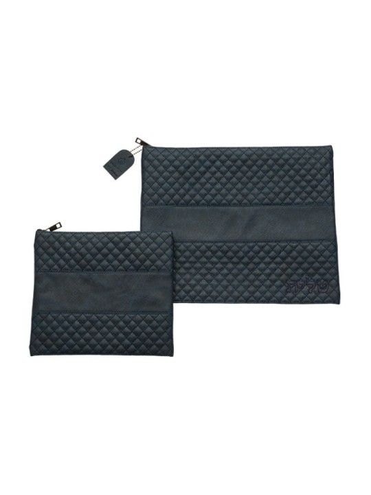 Talit et Tefillin en faux cuir bleu foncé... | Sacs Talit et Téfilines