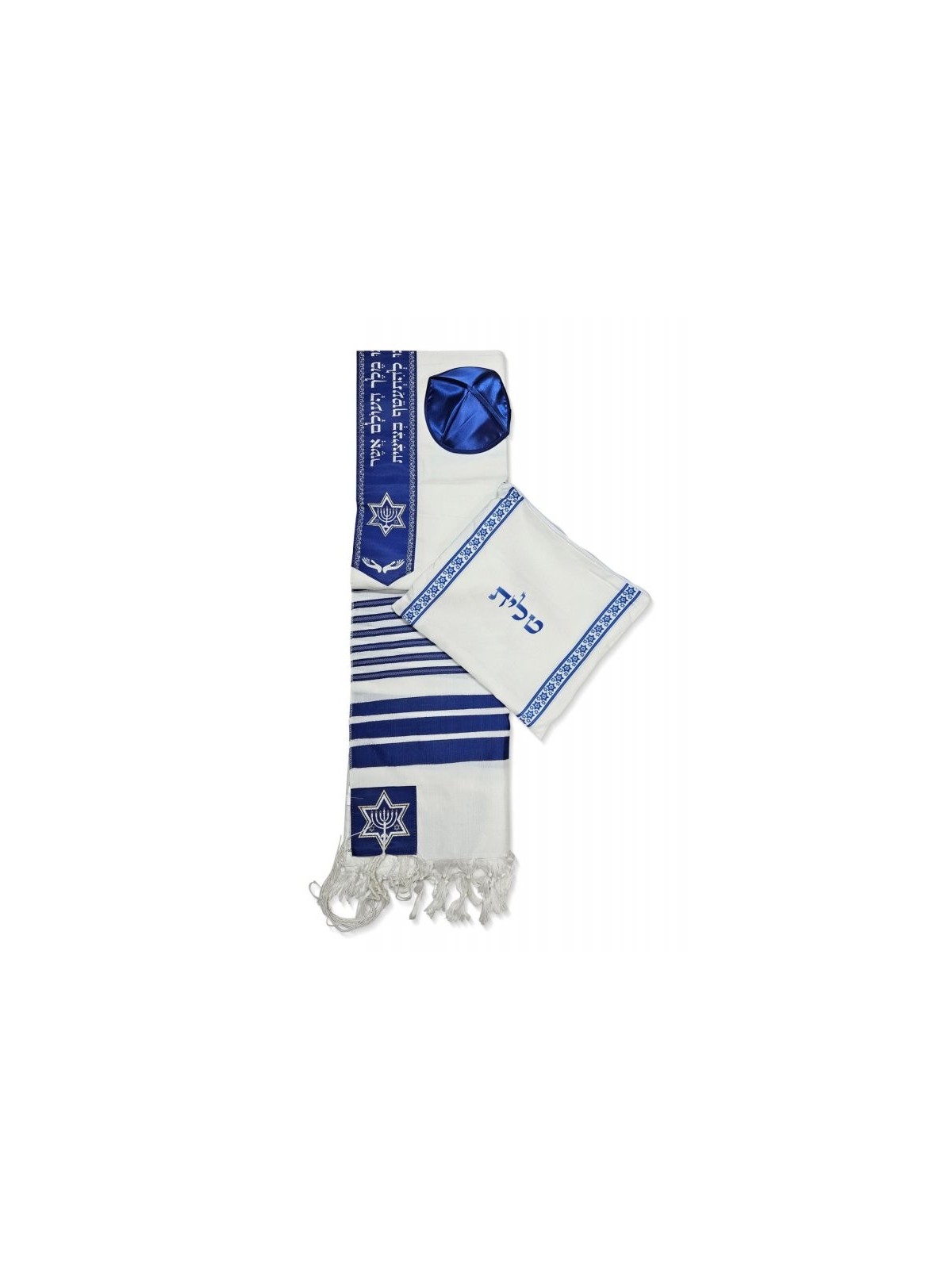Ateret Ensemble de talit en acrylique bleu foncé et fil argenté... | Talits modernes