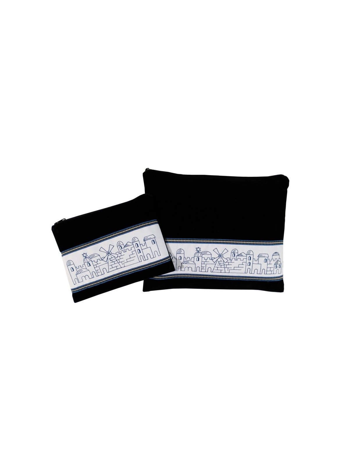 Ronit Gur Talit et Tefillin en velours bleu marine... | Sacs Talit et Téfilines
