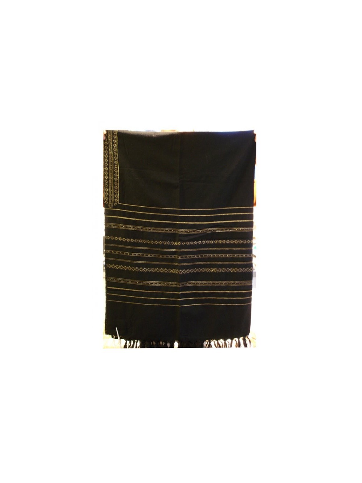 Gabrieli Talit en laine noire tissé à la main... | Talit tissé à la main Gabrieli