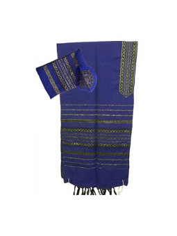 Gabrieli Taleau en laine bleu royal tissé à la main... | Talit tissé à la main Gabrieli