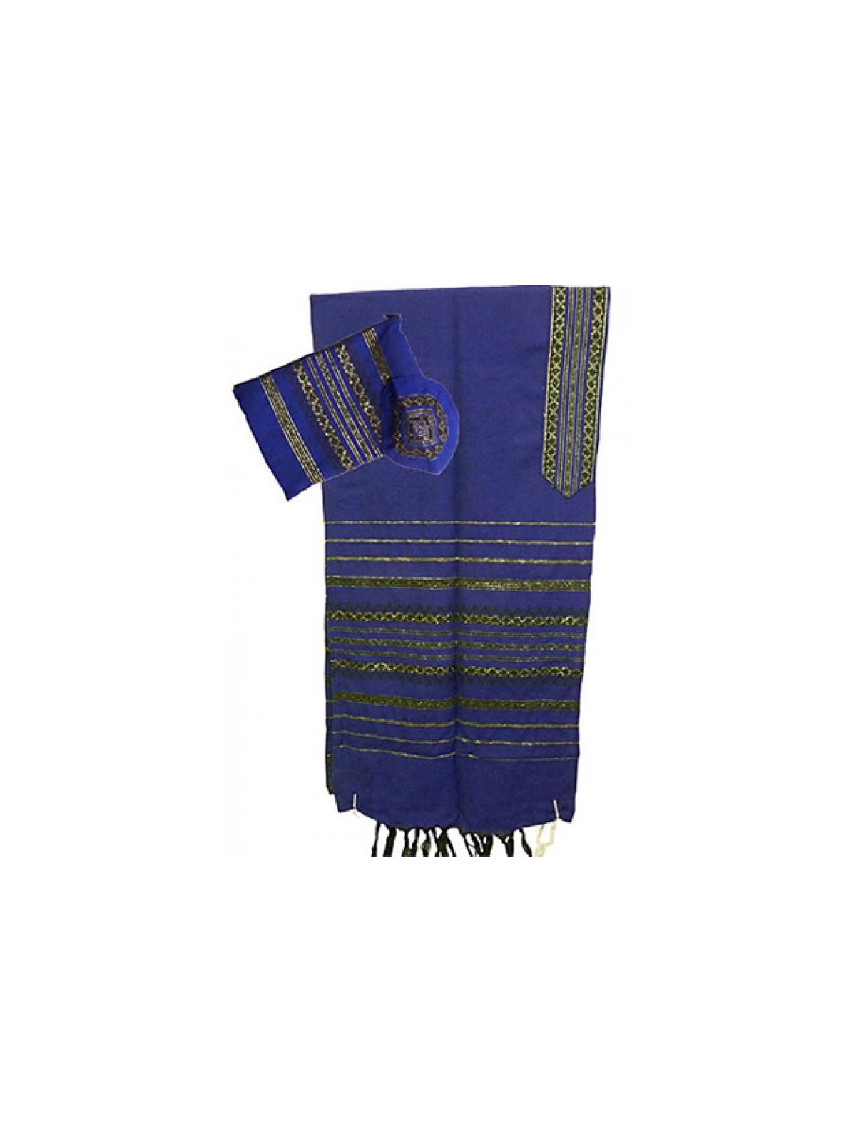 Gabrieli Taleau en laine bleu royal tissé à la main... | Talit tissé à la main Gabrieli