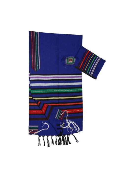 Gabrieli Taleau en laine bleu royal tissé à la main... | Talit tissé à la main Gabrieli