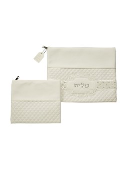 Ensemble de sacs Talit Tefillin en simili cuir blanc... | Sacs Talit et Téfilines