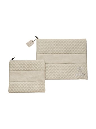 Sac Talit Tefillin en faux cuir gris avec ... | Sacs Talit et Téfilines