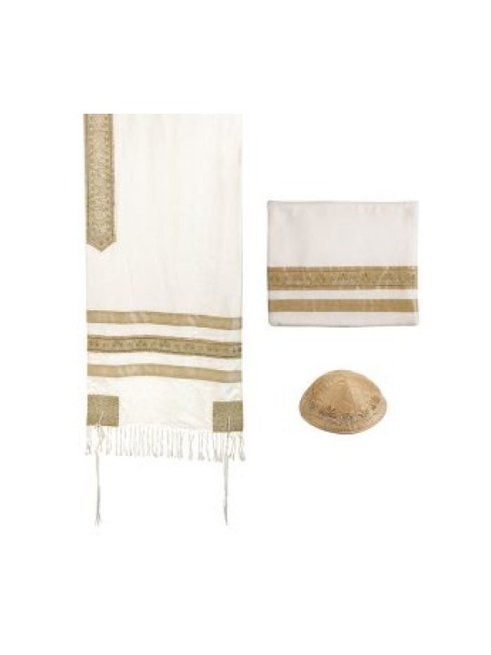 Ensemble de Talit 3 pièces Yair Emanuel avec Embr... | Cadeau juif d'Israël