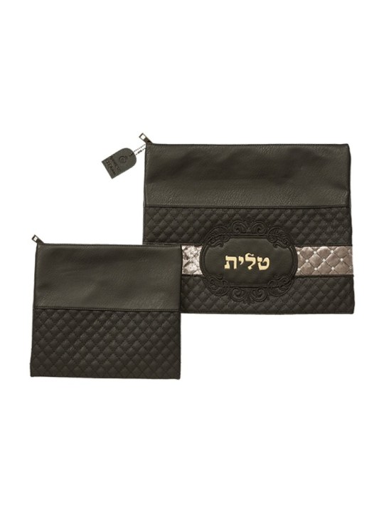 Black Faux Leather Tallit Tefillin Bag Set ... | Talit & Tefillin Bags