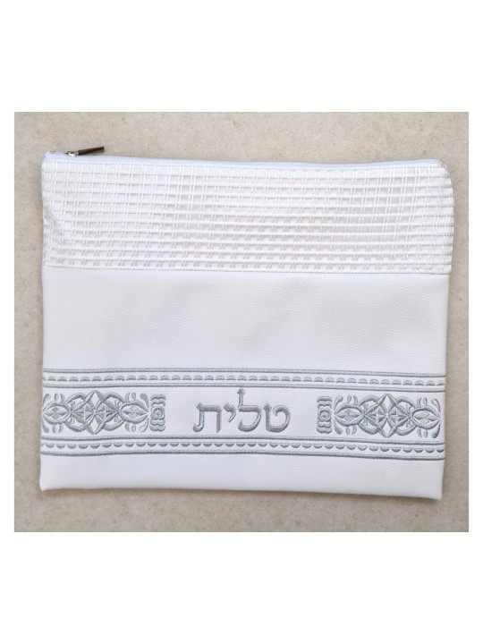 Ensemble de sacs Talit et Tefillin en faux blanc cassé... | Sacs Talit et Téfilines