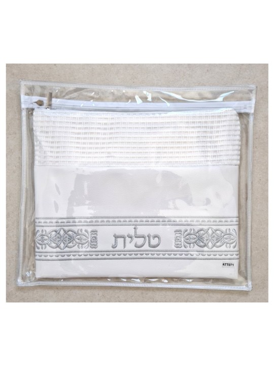 Ensemble de sacs Talit et Tefillin en faux blanc cassé... | Sacs Talit et Téfilines