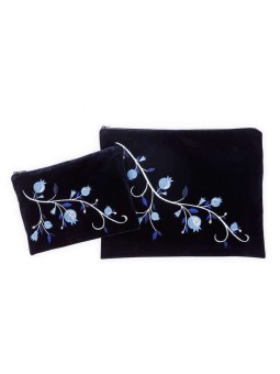 Ronit Gur Ensemble de sacs de talit en velours bleu marine brodé... | Sacs Talit et Téfilines