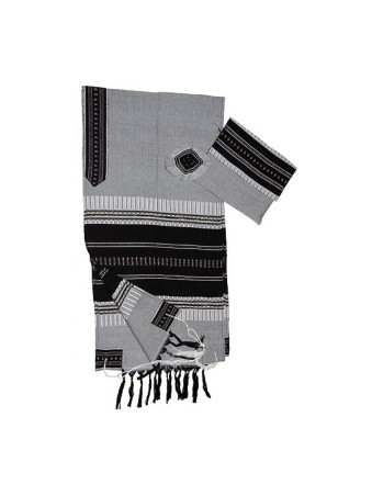 Gabrieli Talit gris en coton tissé à la main... | Talit tissé à la main Gabrieli