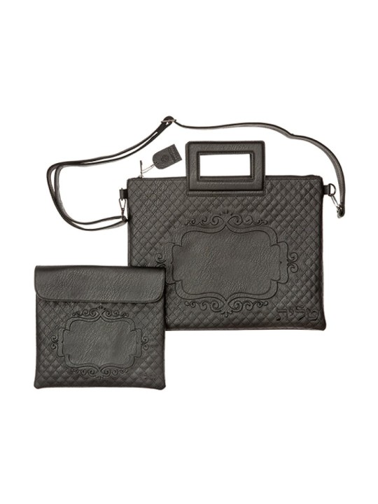 Decorative Black Faux Leather Tallit and ... | Jewish Gift from Israel