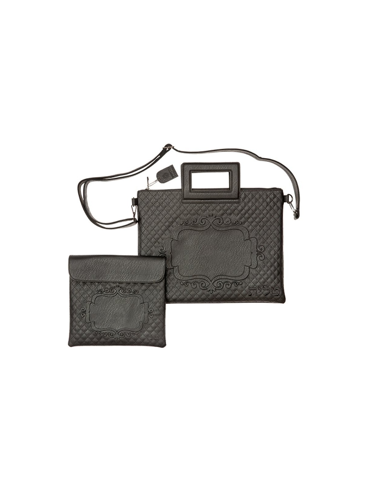 Decorative Black Faux Leather Tallit and ... | Jewish Gift from Israel