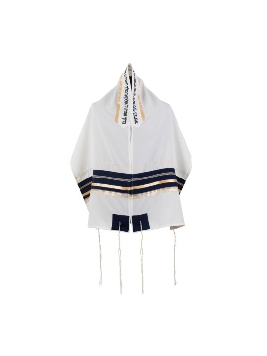 Ensemble de talit dramatique noir et or blanc par Ronit Gur | Talits modernes