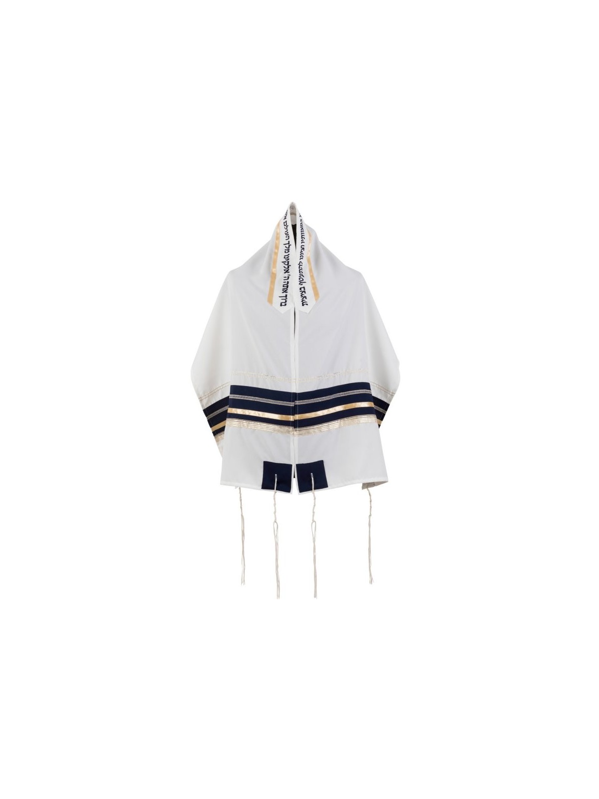 Ensemble de talit dramatique noir et or blanc par Ronit Gur | Talits modernes