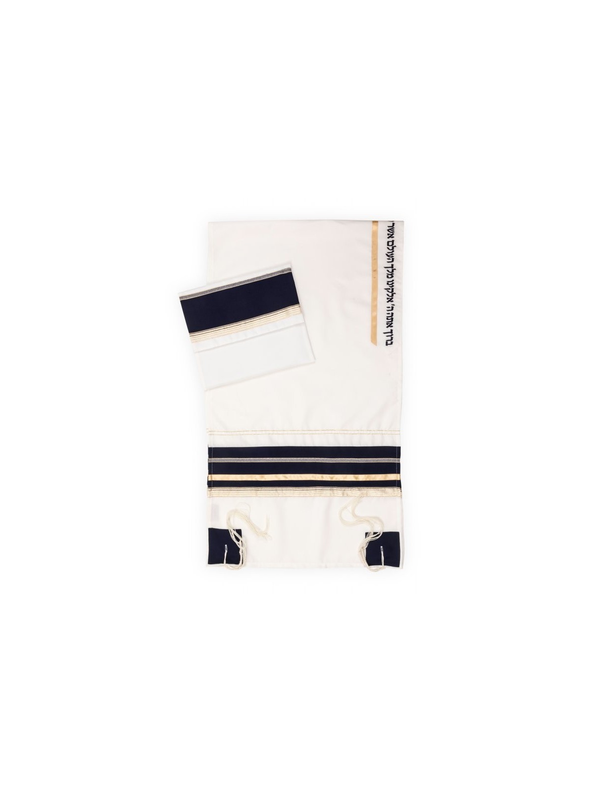 Ensemble de talit dramatique noir et or blanc par Ronit Gur | Talits modernes