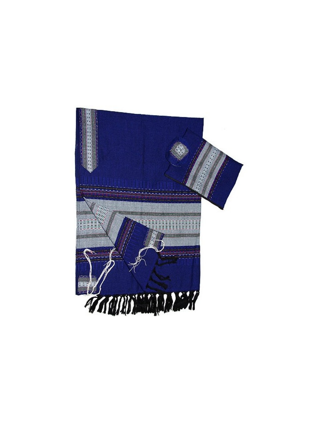 Gabrieli Taleau en laine bleu royal tissé à la main... | Talit tissé à la main Gabrieli