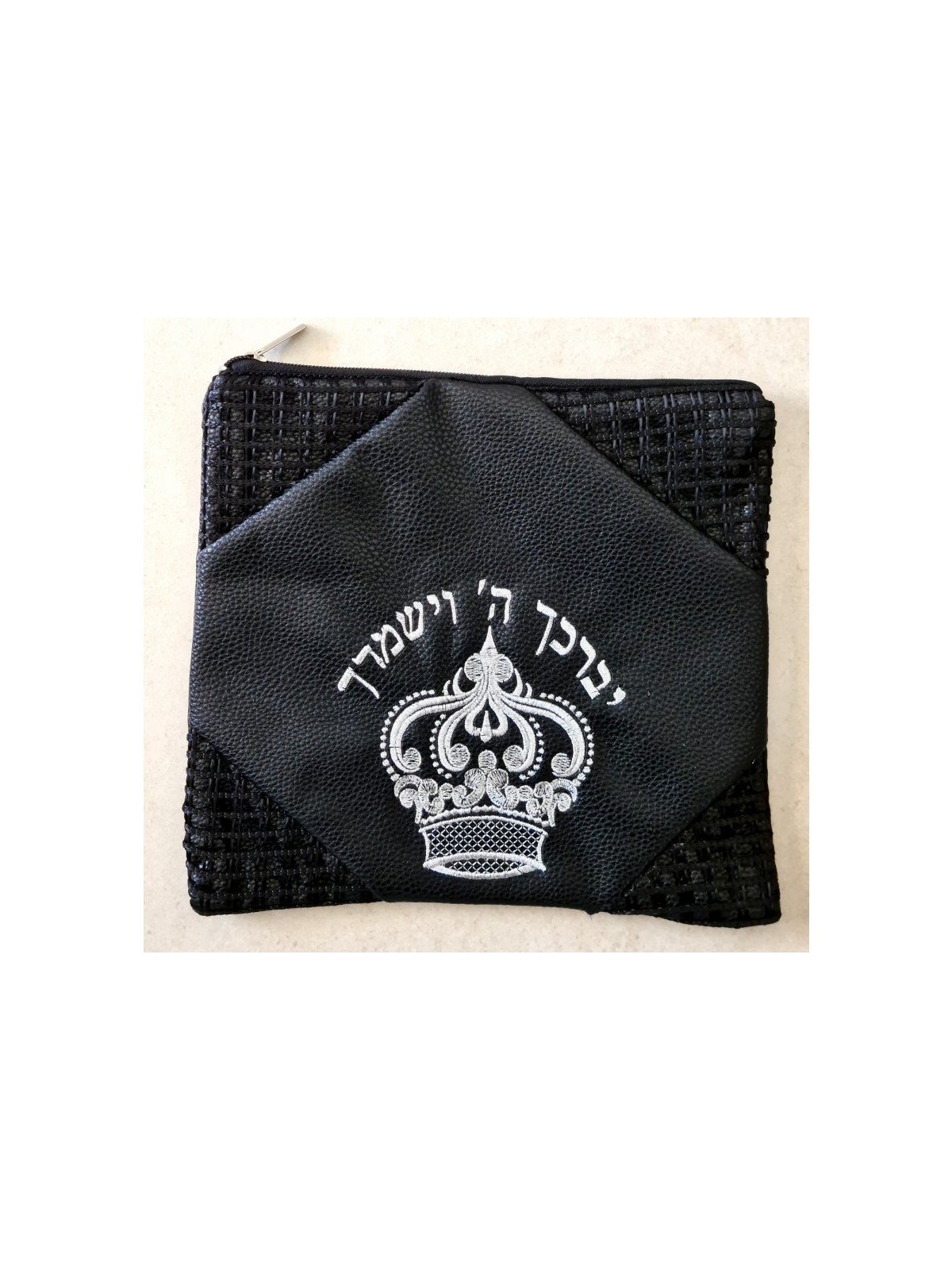 תיק טלית ותפילין דמוי עור שחור ... | תיקי טלית ותפילין