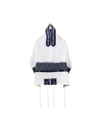 Ensemble de talit Ronit Gur avec motif diamant argenté sur... | Talits modernes