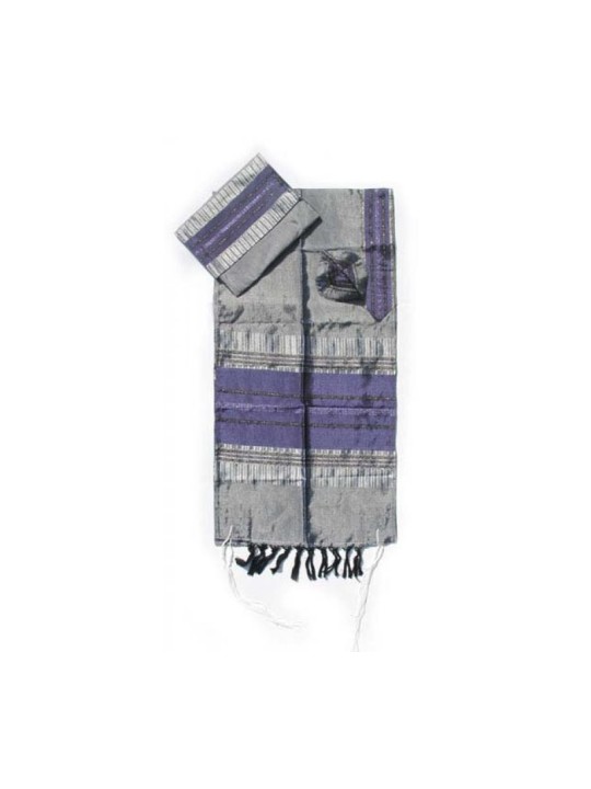 Ensemble de talit en soie tissé à la main Gabrieli Pur... | Talit tissé à la main Gabrieli