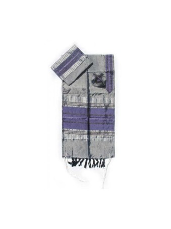 Ensemble de talit en soie tissé à la main Gabrieli Pur... | Talit tissé à la main Gabrieli
