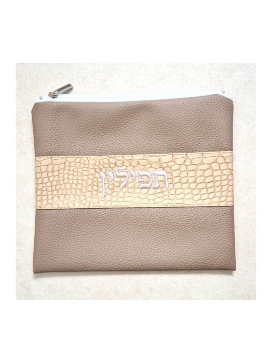 Faux Leather Tallit and Tefillin Bag Set Tw... | Talit & Tefillin Bags