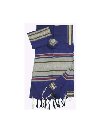 Gabrieli Talit bleu en coton tissé à la main... | Talit tissé à la main Gabrieli