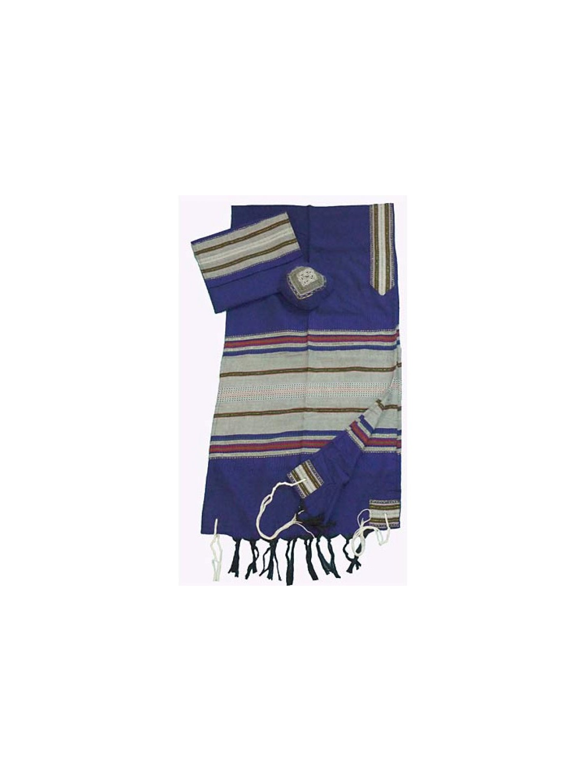 Gabrieli Talit bleu en coton tissé à la main... | Talit tissé à la main Gabrieli