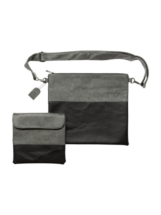 Téfilines et Téfilines en faux cuir gris bicolore... | Cadeau juif d'Israël