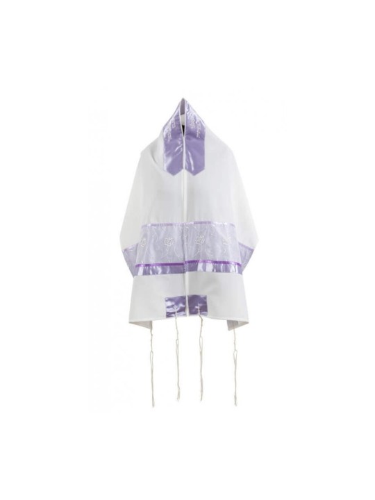 Ronit Gur Violet Insert Fleur Design T... | Châle de prière Talit pour femmes
