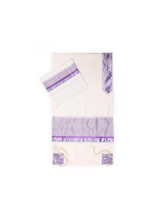 Ronit Gur Purple Insert Flower Design T... | Women Tallit Prayer Shawl