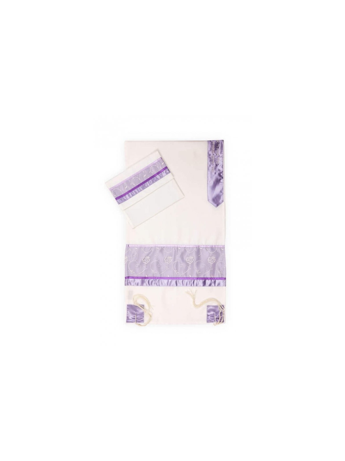 Ronit Gur Violet Insert Fleur Design T... | Châle de prière Talit pour femmes