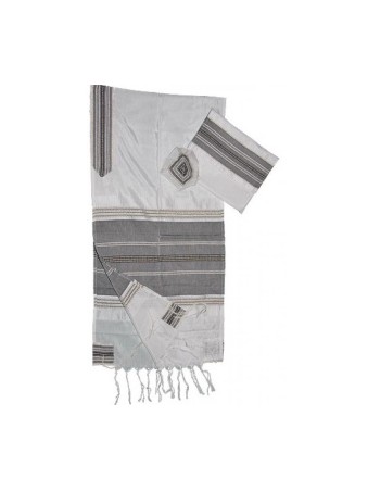 Gabrieli Talit en soie blanche tissé à la main... | Talit tissé à la main Gabrieli