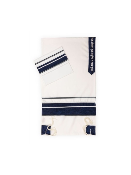 Talit blanc avec rayures froissées bleues par Roni... | Talits modernes