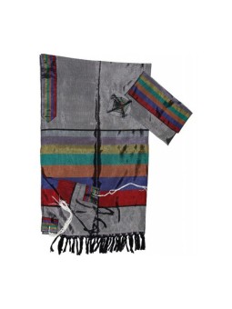 Talit en soie grise tissé à la main Gabrieli... | Talit tissé à la main Gabrieli