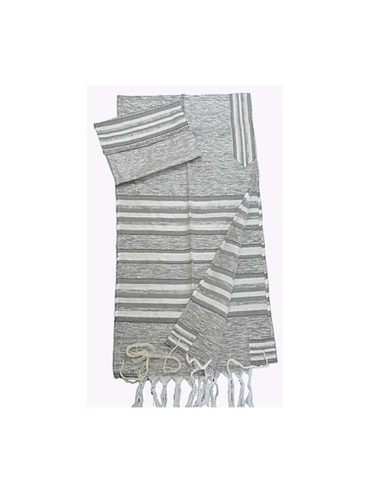 Ensemble de talit en soie tissé à la main Gabrieli Gra... | Talit tissé à la main Gabrieli
