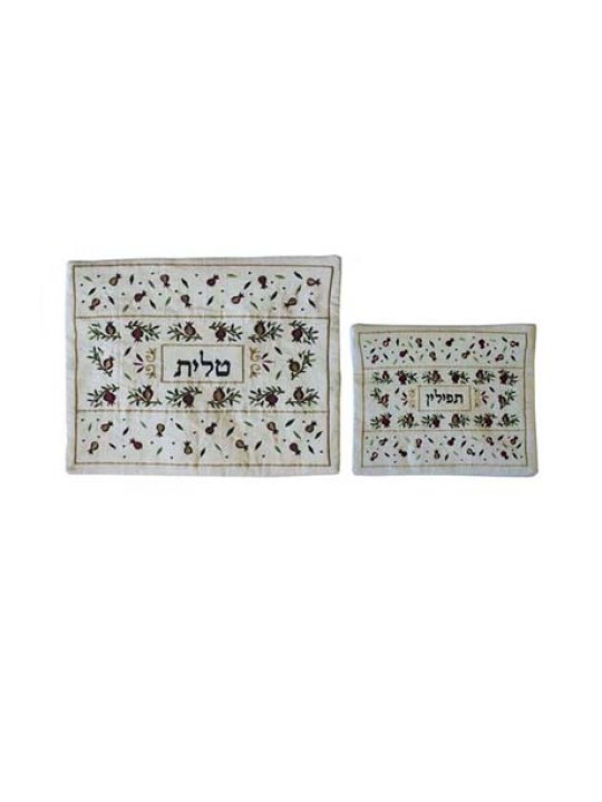 Yair Emanuel White Embroidered Tallit Tefil... | Talit & Tefillin Bags