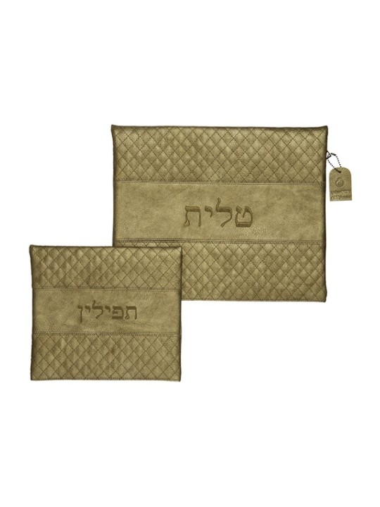 סט תיקי טלית ותפילין מלאכותי זמש קוטר... | תיקי טלית ותפילין