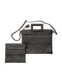 Black Faux Leather Tefillin and Tallit Ba... | Jewish Gift from Israel