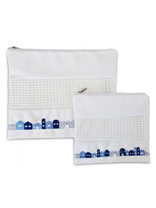 White Faux Leather Tallit and Tefillin Bag ... | Talit & Tefillin Bags