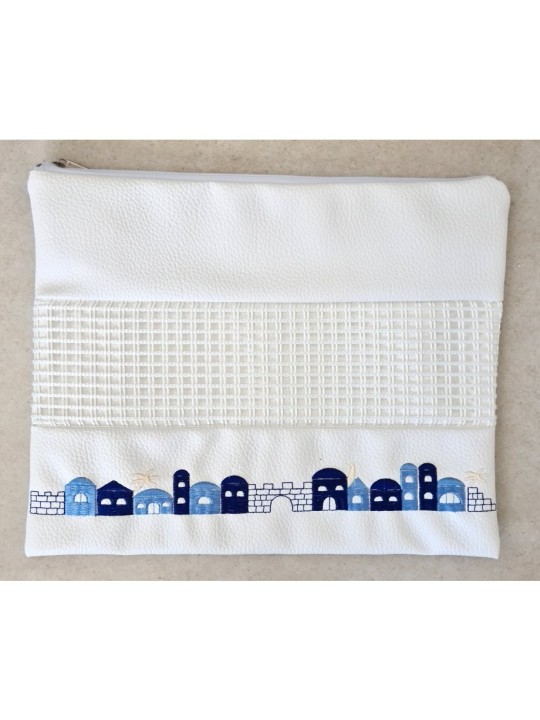 Sac talit et téfilines en simili cuir blanc... | Sacs Talit et Téfilines