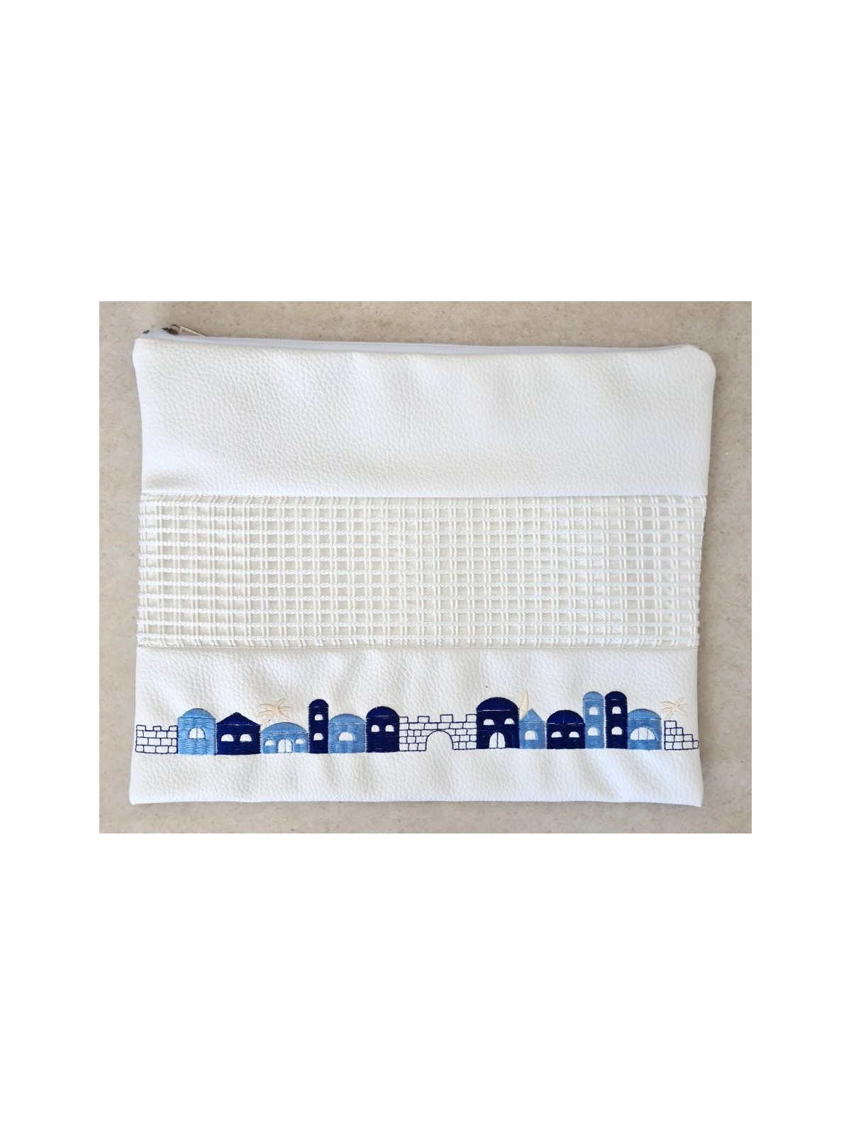 Sac talit et téfilines en simili cuir blanc... | Sacs Talit et Téfilines