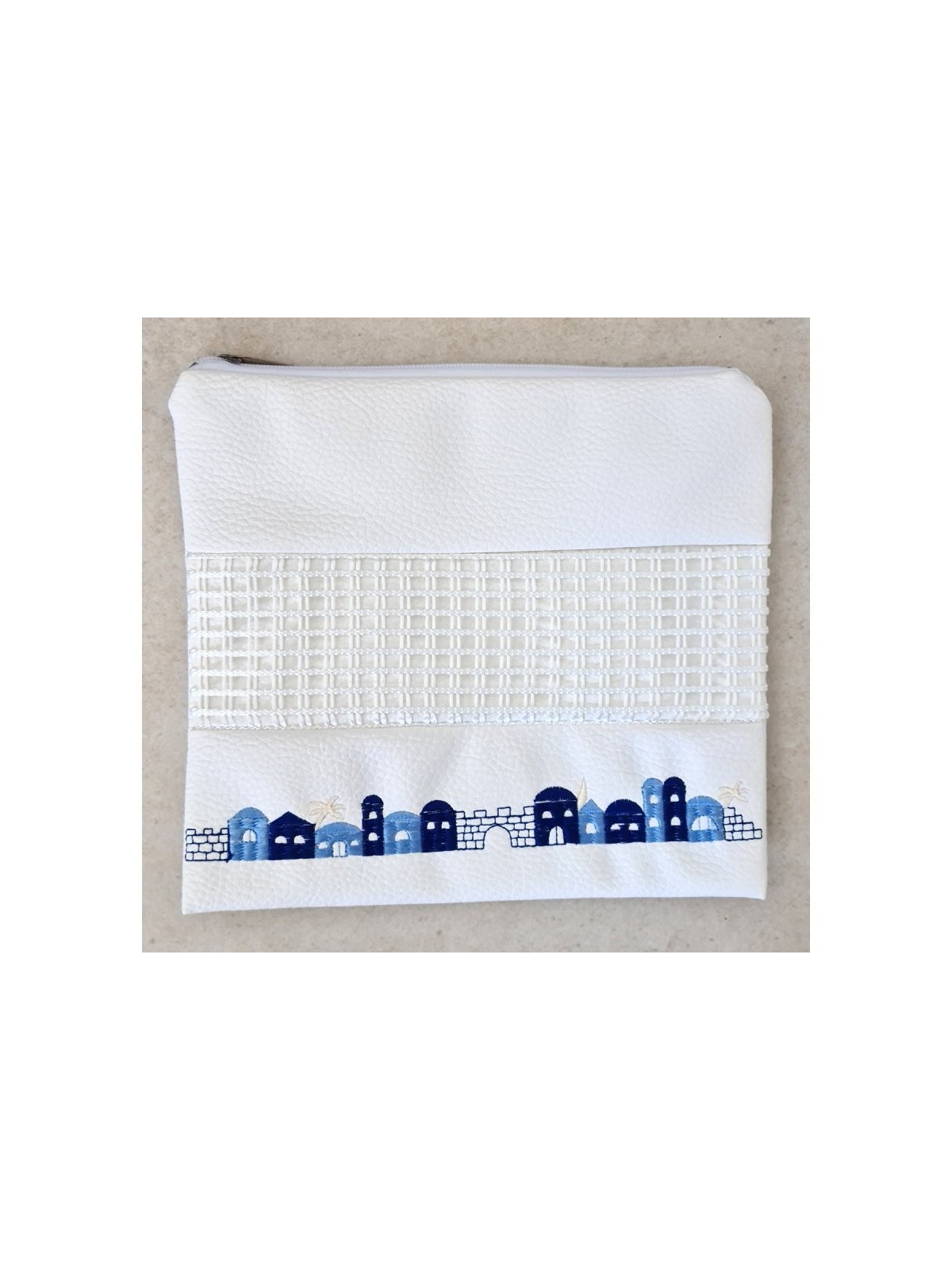 Sac talit et téfilines en simili cuir blanc... | Sacs Talit et Téfilines